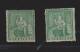 Barbados 1861 Brittania 1d Green - 2 Unused Examples (MNG) - Barbades (...-1966)