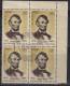 First Day Postmark India 1965 MNH, Block Of 4, Abraham Lincoln, Famous People. As Scan - Altri & Non Classificati