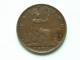 1873 - FARTHING / KM 747.2 ( Uncleaned - For Grade, Please See Photo ) ! - B. 1 Farthing