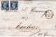 RHONE - 1853 -  LETTRE De VILLEFRANCHE Sur SAONE (PC 3611) Avec RARE YVERT N°10 X2 DOUBLE PORT - 1852 Luigi-Napoleone