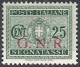 1944 RSI GNR BRESCIA SEGNATASSE 25 CENT MH * VARIETà - RSI147 - Taxe