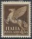 1944 RSI GNR BRESCIA I TIRATURA POSTA AEREA 50 CENT MH * VARIETà - RSI135 - Airmail