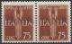 1944 RSI GNR BRESCIA II TIRATURA POSTA AEREA 75 CENT MNH ** VARIETà - RSI135-3 - Luftpost