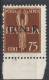 1944 RSI GNR VERONA POSTA AEREA 75 CENT MNH ** VARIETà DECALCO - RSI129 - Luftpost