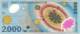 2000 LEI 1999 : / FIRST POLYMER BANKNOTE IN EUROPE. / THIS NOTE FEATURES THE EVENT OF THE ECLIPSE ON AUGUST 1999. - Romania