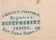 451/20 - Carte Précurseur TP Sage TROYES ( Aube) 1877 - Vignette Librairie Papeterie Dufey-Robert - Cartes Précurseurs