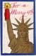 Fourth Of July Holiday, Statue Of Liberty W/Firecracker, Pittsburg PA Street Car Postmark Cancel C1900s Vintage Postcard - Other & Unclassified