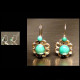 - Anciennes Boucles Florales Magyar En Argent Et Turquoises  /Old Hungarian Silver And Turquese Earrings - Boucles D'oreilles