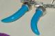 BOUCLES D' Oreilles ARGENT + TURQUOISE En Forme De DENT - Earrings