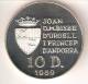 MONEDA DE PLATA DE ANDORRA DE 10 DINERS AÑO 1989 DE LAS OLIMPIADAS DE BARCELONA 1992 (FUTBOL-FOOTBALL) SILVER-ARGENT - Andorra