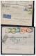 PALESTINE BRITANNIQUE 3 LETTRES RECOMMANDEES ET 2 CARTES AFFRANCHISSEMENTS COLORES - Brits-Levant