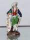 Gentilhomme Aux Fleurs, Porcelaine Polychrome XIXe Signée, Parfait état - Non Classés