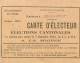 CARTE D'ELECTEUR ELECTIONS CANTONALES DE LA COMMUNE DE VILLECHETIF 10 AUBE ANNEE 1934 - Unclassified