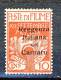 Fiume 1920 N 134 C. 10 Carminio + N. 136 C. 15 Su C. 20 Ocra Soprastampa Reggenza Italiana Del Carnaro MNH Cat € 100 - Fiume