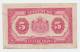 LUXEMBOURG 5 FRANCS 1944 VF P 43b 43 B - Luxembourg