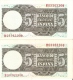 PAREJA CORRELATIVA DE 5 PTAS DEL 1948 SERIE M 1 BILLETE SIN CIRCULAR Y EL OTRO MBC+ (BANKNOTE) - 5 Peseten