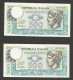 REPUBBLICA ITALIANA - 500 Lire - MERCURIO -  5 Banconote Serie Consecutiva - (Decr. 20/12 - 05/06 Del 1976) - 500 Lire