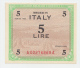 ITALY 5 LIRE 1943 UNC NEUF P M12  ALLIED MILITARY PAYMENT WORLD WAR II - Allied Occupation WWII