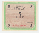ITALY 5 LIRE 1943 UNC NEUF P M12  ALLIED MILITARY PAYMENT WORLD WAR II - Occupazione Alleata Seconda Guerra Mondiale