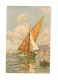 CPA : Aquarelle Sur Carte - Voilier + Barque - Contemporain (à Partir De 1950)