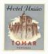 TOMAR &#9830; HOTEL UNIÃO &#9830; PORTUGAL &#9830; VINTAGE LUGGAGE LABEL &#9830; 2 SCANS - Hotel Labels