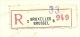 724T Op Brief Aangetekend Met Postagentschapstempel (Agance) * BRUXELLES 33 *, Strookje BRUSSEL 8 Noodaantekenstrookje ! - 1946 -10%