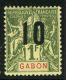 French:Gabon SG76a 1912 10c On 1f Fresh MLH - Sonstige & Ohne Zuordnung