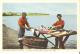 Sur La Plage A Riviere Au Renard, Fishermen Splitting Codfish, Gaspe, Quebec - Gaspé