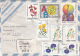 FLOWERS, BASKETBALL, STAMP ON REGISTERED AIRMAIL COVER, 1990, ARGENTINA - Lettres & Documents