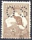 Australia 1913 Kangaroo 2 Shillings Brown 1st Wmk Perf Small OS Used - Oblitérés