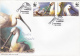 LONG LEGS BIRD, COVER FDC, 2X, 2006, ROMANIA - Storks & Long-legged Wading Birds