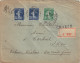 LETTRE CHARGE AU 3ECH PARIS 27/10/1913 SEMEUSE 25CX2 N°140 ET 5C N°137 POUR CORBEIL 2SCAN - 1877-1920: Semi Modern Period