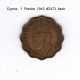 CYPRUS    1  PIASTRE  1943  (KM # 21) - Chypre