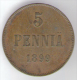 FINLANDIA 5 PENNIA 1899 NICHOLAS II - Finlandia