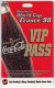 VIP Pass For World Cup France 1998 Football, Advertisement Of Coca Cola. Sport SoccerTicket, - Otros & Sin Clasificación