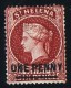 ST HELENA  Victoria  Overprinted Stamp   1 D. Perf 12½  Lake, Short Bar.   Wmk CC  SG 7  Mint Hinged - Saint Helena Island