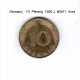 GERMANY    10  PFENNIG  1990 J  (KM # 108) - 10 Pfennig