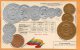 Venezuela Coins & Flag Patriotic 1900 Postcard - Monete (rappresentazioni)