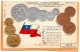 Chile Coins & Flag Patriotic 1900 Postcard - Monnaies (représentations)