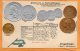 Argentina Coins & Flag Patriotic 1900 Postcard - Monete (rappresentazioni)