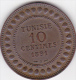 TUNISIE. 10 CENTIMES 1891 A . BRONZE  . XF/SUP - Tunisia