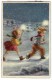 Christmas Noel Navidad Kids In Snow With Stars Vintage Original Postcard Cpa Ak (W3_2472) - Autres & Non Classés