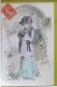 CPA Litho Illustrateur BRUNING Bruening Femme Mode Fourrure Chapeau Voyagé 1907 Timbre Cachet Avene + Roquefort Soulzon - Bruening, Max