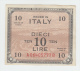 Italy 10 Lire 1943 VF+ P M19b M19 B - Ocupación Aliados Segunda Guerra Mundial