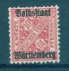 VARIÉTÉS ALLEMAGNE ANCIENS ETATS WURTEMBERG 1919  N° 94  SURCHARGE NEUF* GOMME YVERT TELLIER 0.70 € - Ungebraucht