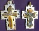 2 ANTIQUE PRETTY MULTICOLOR MOTHER OF PEARL CARVED CROSSES FROM JERUSALEM - Religion & Esotericism