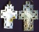 2 ANTIQUE PRETTY MULTICOLOR MOTHER OF PEARL CARVED CROSSES FROM JERUSALEM - Religione & Esoterismo