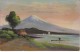 Japan Landscape, Artist 'Hand-painted' Image, Mountain Boats On Water, House, C1900s Vintage Postard - Other & Unclassified