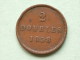 1858 - 2 DOUBLES / KM 4 ( Uncleaned - For Grade, Please See Photo ) ! - Guernesey