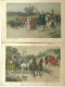 2 CPA   Estampes D"art   Fiacres  Automobile  Cavaliers  Vers 1900 - Taxis & Fiacres